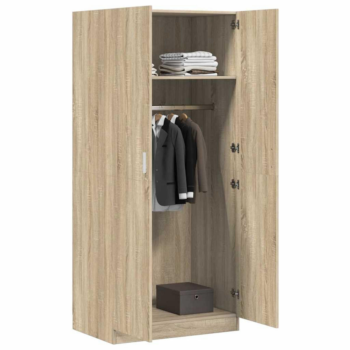 KLEIDERSCHRANK 2-Türig 80/52/180 cm aus Holzwerkstoff Sonoma-Eiche Dekor - Braun/Sonoma Eiche, Holz (80/180/52cm) - vidaXL
