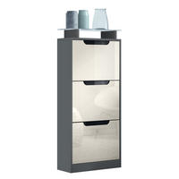 SCHUHSCHRANK Space Creme Hochglanz - Creme, Holzwerkstoff (46/128/23cm) - Vladon