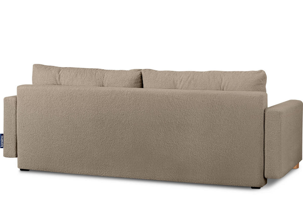 3-SITZER-SCHLAFSOFA ERISO mit weiche Sitzfläche und hohe Rückenlehne, Bouclé-Stoff, braun - Braun, Textil (220/80/100cm) - KONSIMO®