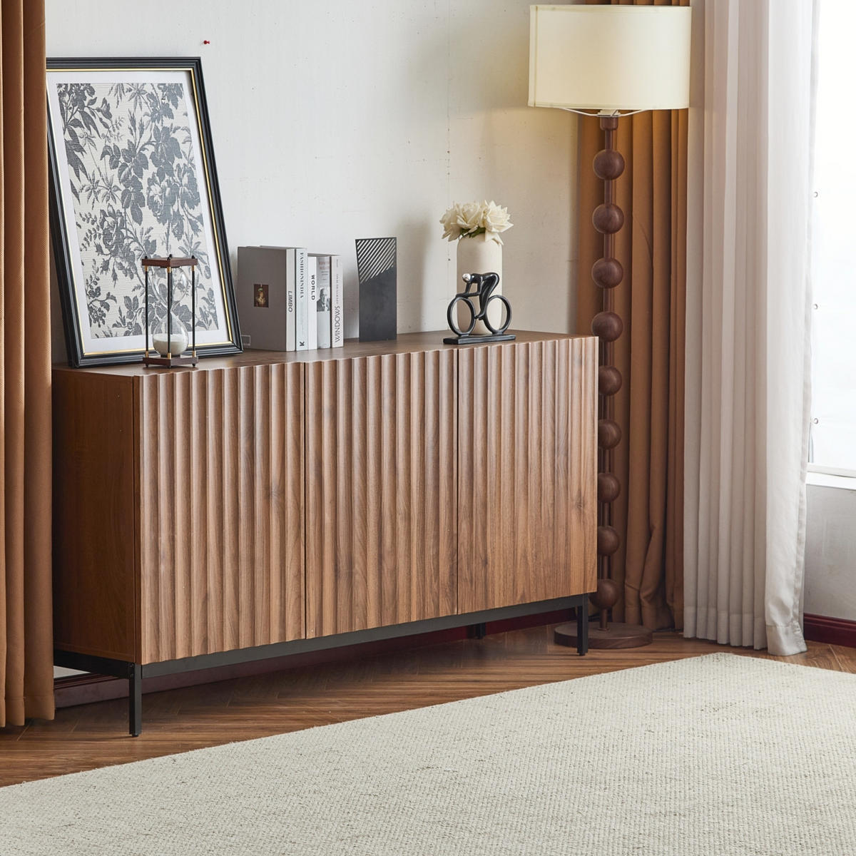 SIDEBOARD 150x40x80 cm, 3 Türen, Eiche Dunkel - Kastanienfarben, Holz (150/80/40cm)