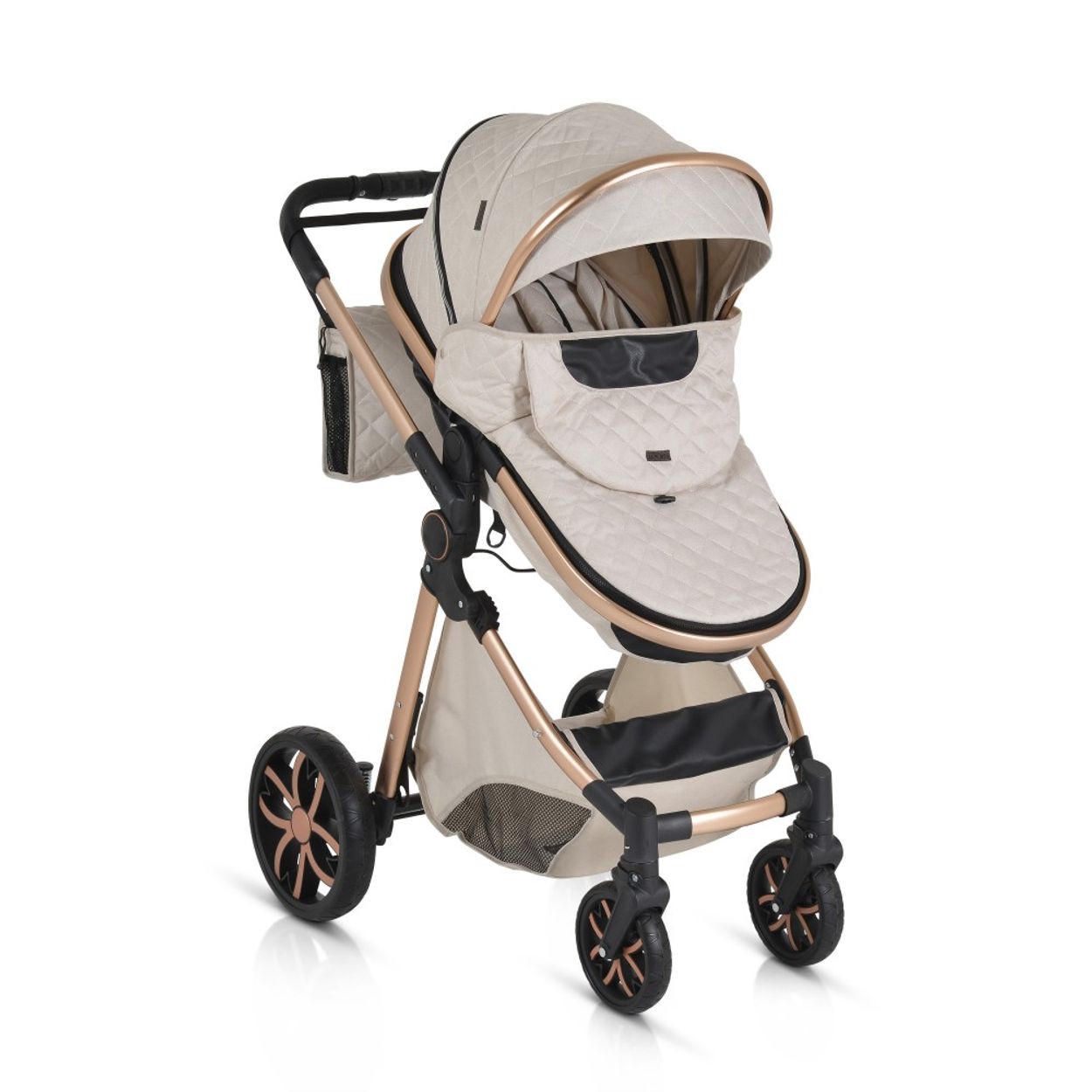 KINDERWAGEN Alma beige Sportsitz Tragetasche umbaubar Wickeltasche Sitz umkehrbar - Beige, Metall (90/60/120cm) - Moni