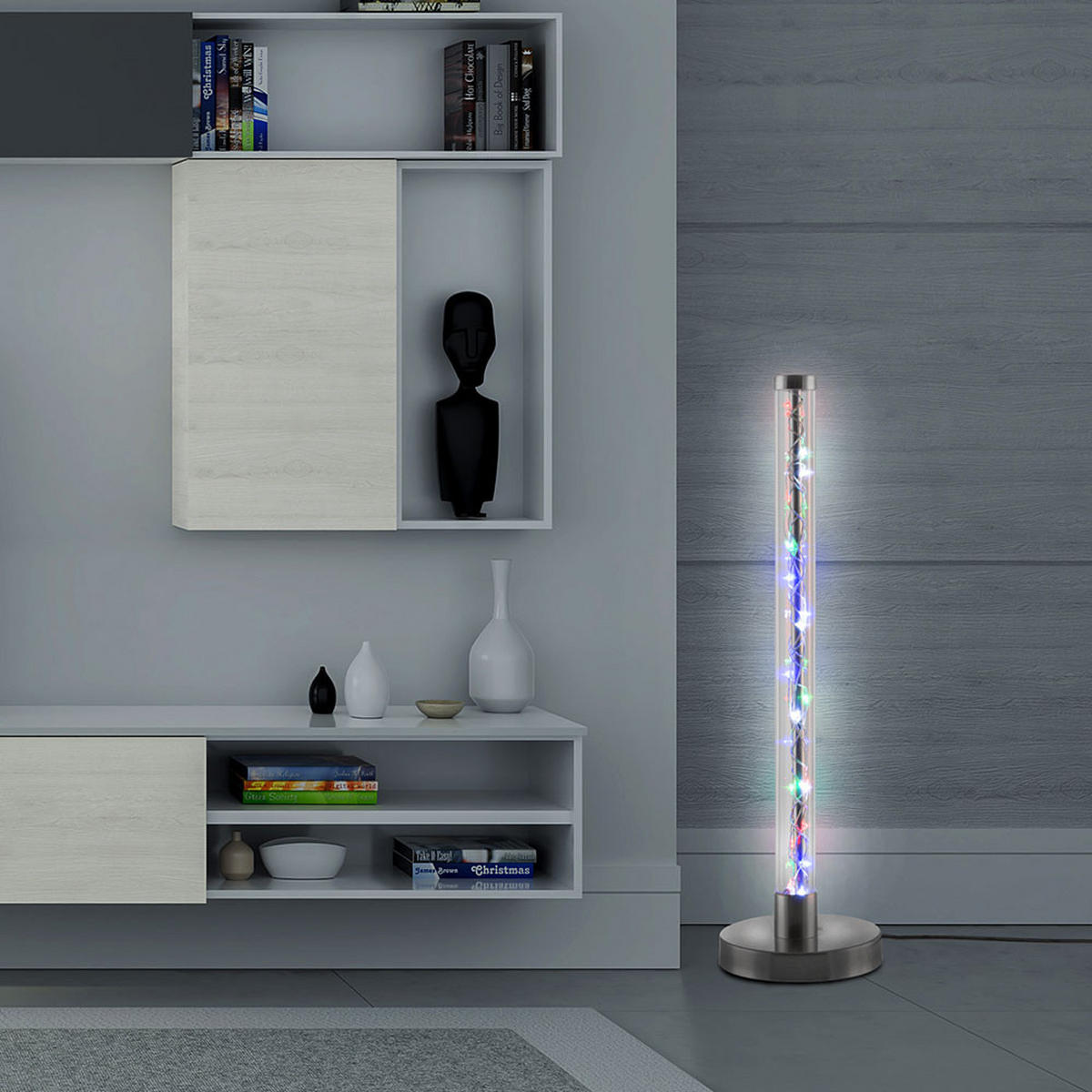 LED DEKOLEUCHTE Metall Silber - Silberfarben, Metall (10/10/42cm)