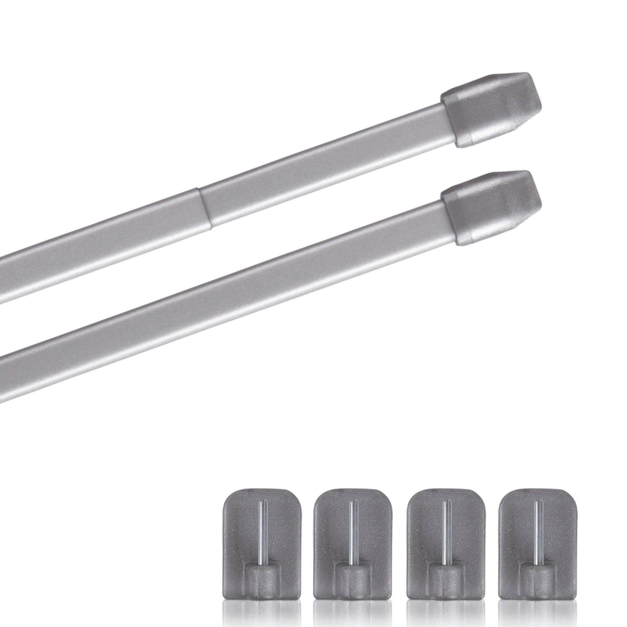 GARDINENSTANGE 2er-Pack Silber Chrom matt 60-90 cm + 4 Selbstklebehaken - Silberfarben, Metall (1/60cm)