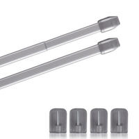 GARDINENSTANGE 2er-Pack Silber Chrom matt 60-90 cm + 4 Selbstklebehaken - Silberfarben, Metall (1/60cm)