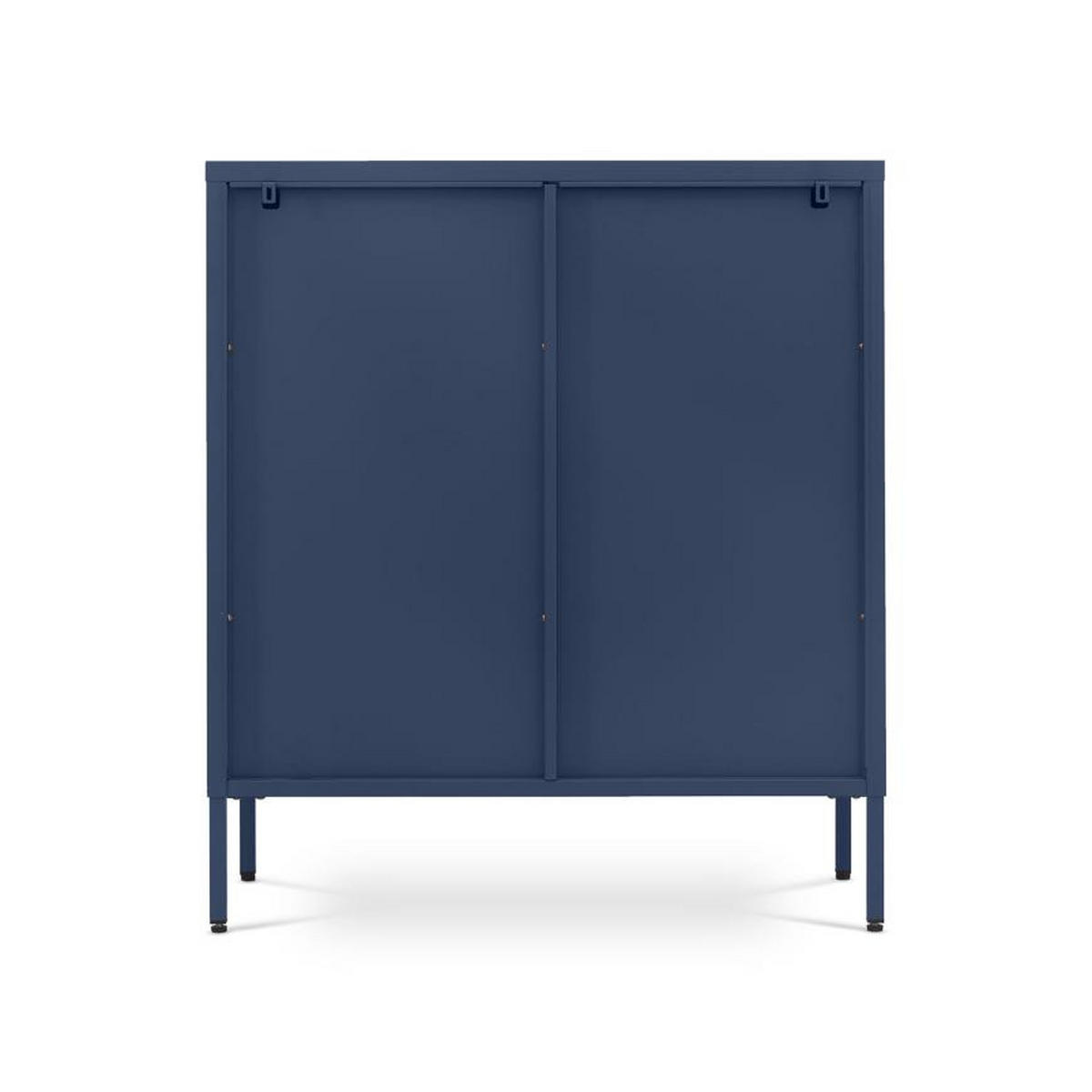 LUKA 2-türiges Metall-Sideboard in Mitternachtsblau mit geriffeltem Glas, 80 cm - Dunkelblau, Metall (80/90/35cm) - Sicaan