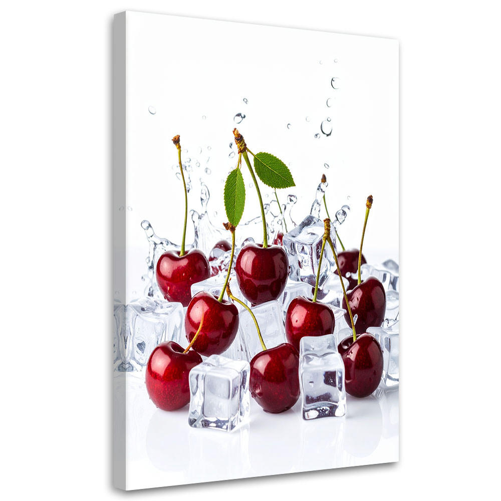 LEINWANDBILD Kirschen Früchte in Eis 80x120cm - Rot, Textil (80/120cm) - Feeby