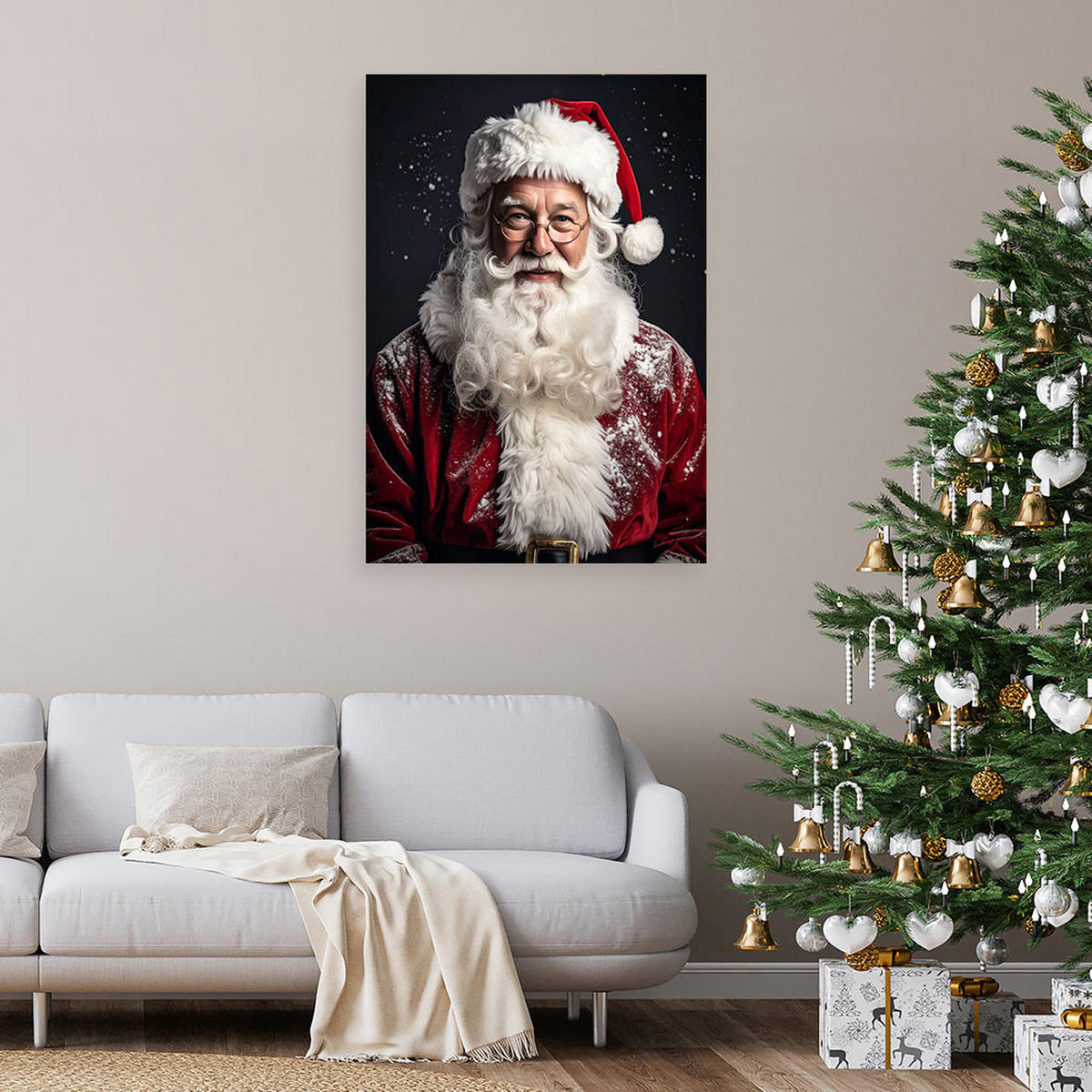 LEINWANDBILD Weihnachten 80x120cm - Rot, Textil (80/120cm) - Feeby