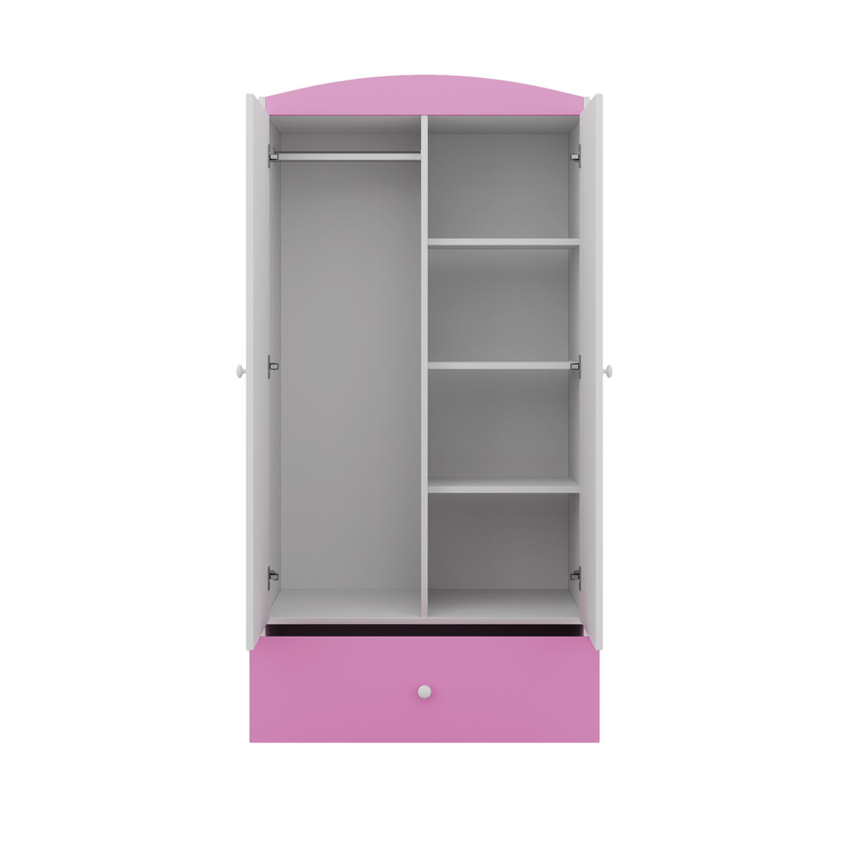 KINDERKLEIDERSCHRANK Prinzessin II - Hellrosa, Holzwerkstoff (90/175/52cm) - RAUMHIRSCH FURNITURE