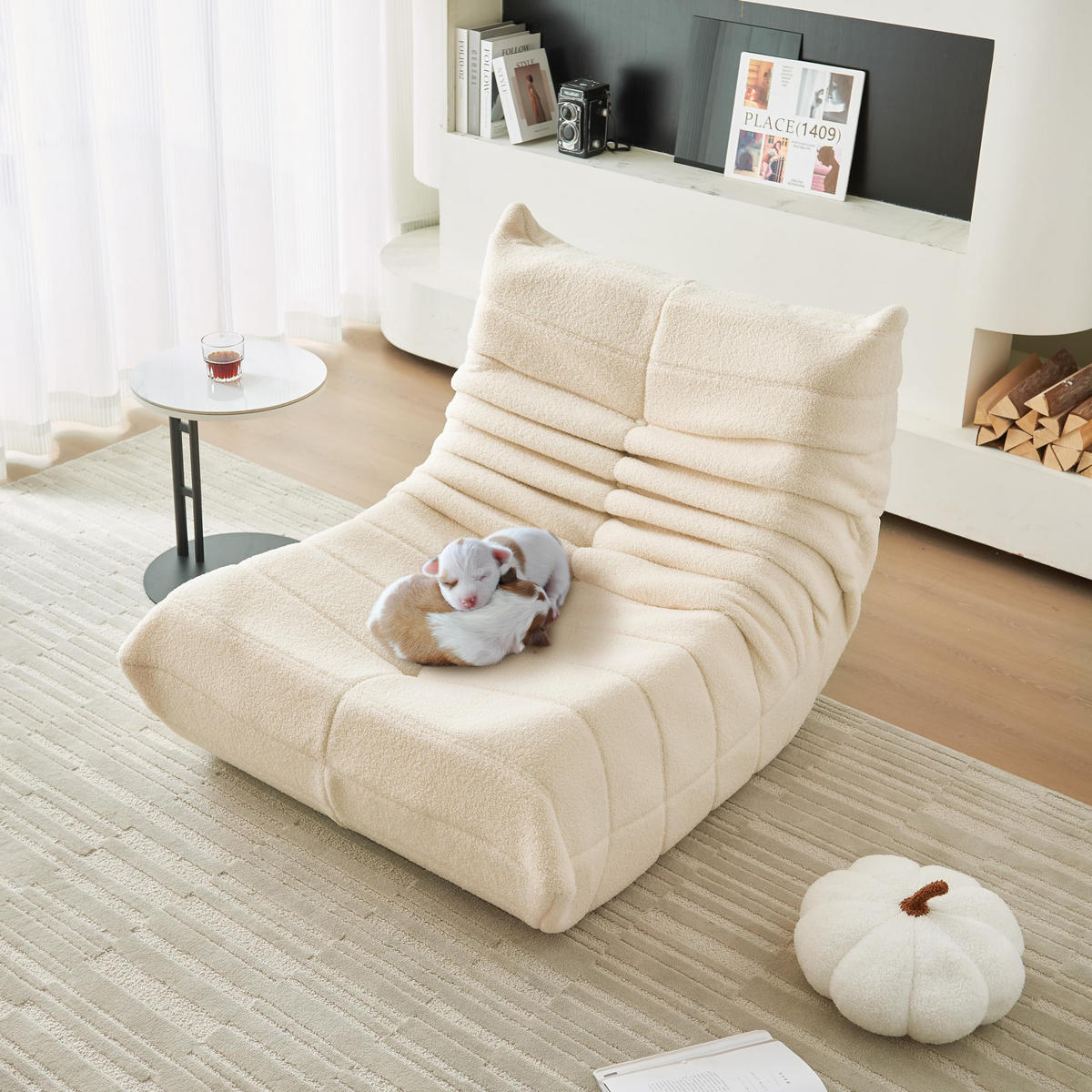 LIEGESESSEL 85/110/79 cm Beige Ergonomische Unterstützung für Schlafzimmer Wohnzimmer - Beige, Textil (110/79/85cm) - OKWISH