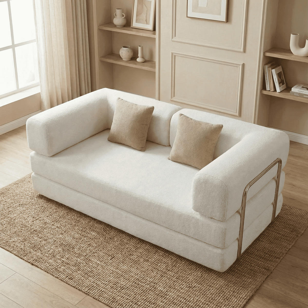 SCHLAFSOFA Kaia Weiß Sand - Beige, Textil (180/70/100cm) - COCO Living