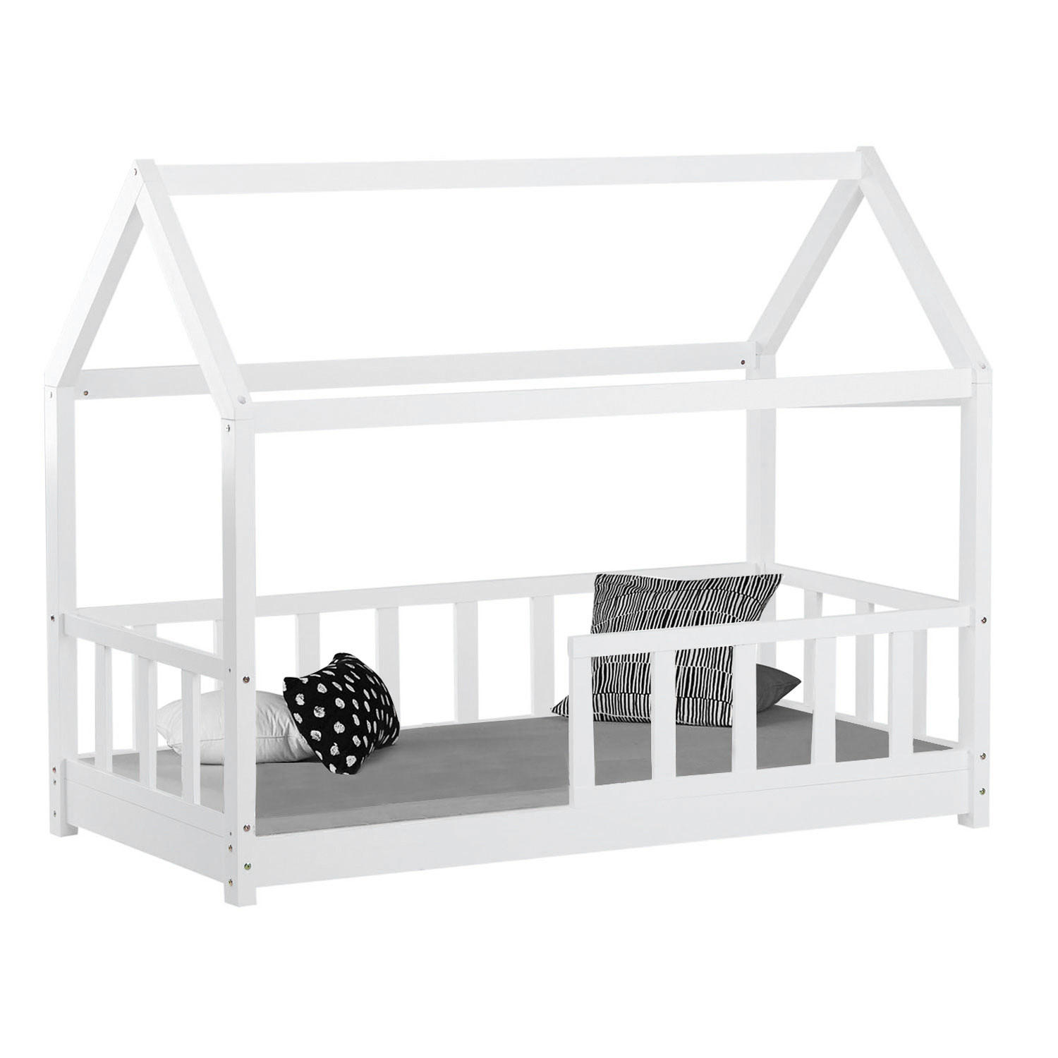 KINDERBETT 80/200 cm Bodenbett Weiß - Weiß, Holz (80/160cm) - Homestyle4u