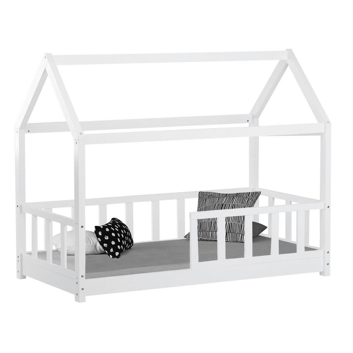 KINDERBETT 80/200 cm Bodenbett Weiß - Weiß, Holz (80/160cm) - Homestyle4u