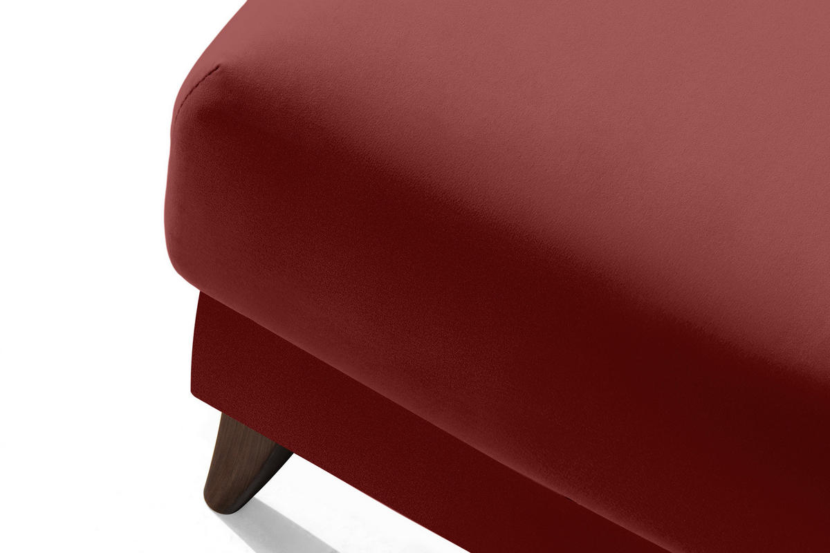 HOCKER GUSTAVO Velours, Bordeaux - Bordeaux, Holz/Holzwerkstoff (92/49/92cm) - KONSIMO®