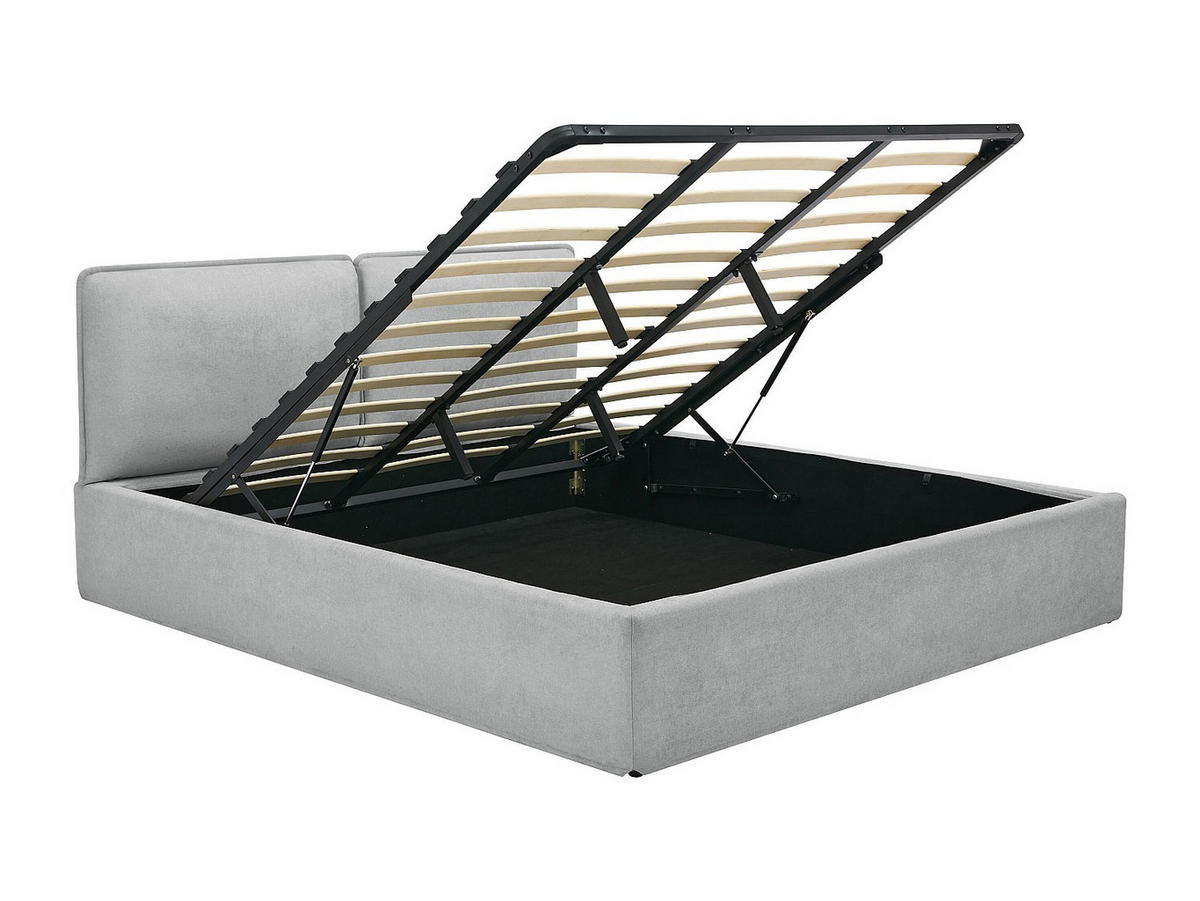 BETT mit Bettkasten - 2 Personen - stoff - hellgrau Tenese - Hellgrau, Textil (180/200cm) - Vente-Unique