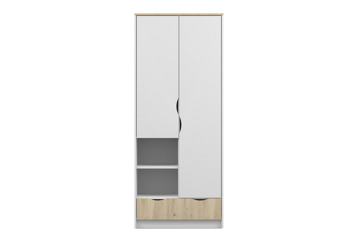 KINDERKLEIDERSCHRANK JUMI 80/193/50 cm in Weiß/Eiche Artisan - Weiß/Eiche Artisan, Holzwerkstoff (80/193/50cm) - Deine Möbel 24