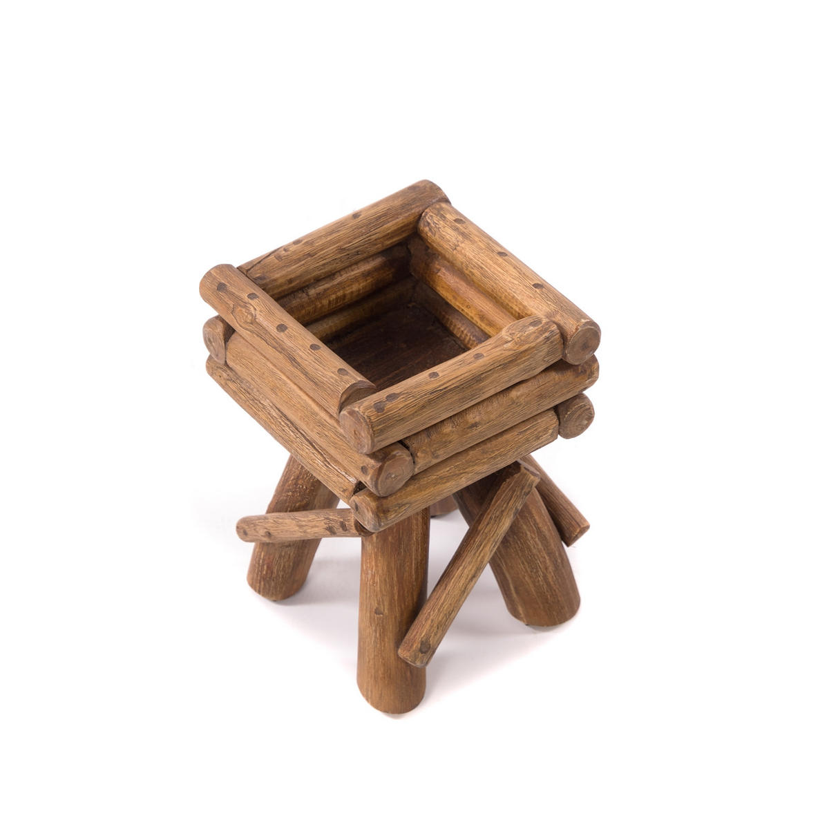 BLUMENTISCH Twist Teakholz - Naturfarben, Holz (20/20/30cm) - DESIGN DELIGHTS