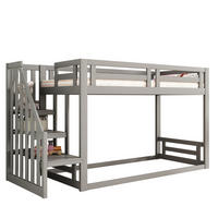 ETAGENBETT 90/200 cm mit Sicherheitstreppe, Stauraum und Lattenrost, Grau - Grau, Holzwerkstoff (90/200cm) - Redom