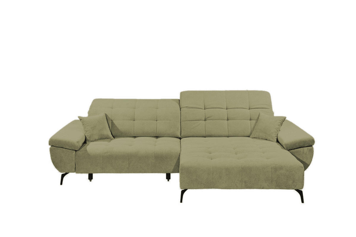 ECKSCHLAFSOFA mit Schlaffunktion & elektrischer Sitztiefenverstellung - Salbeigrün/Sheeshamfarben, Holz/Holzwerkstoff (170/297cm) - ed exciting design