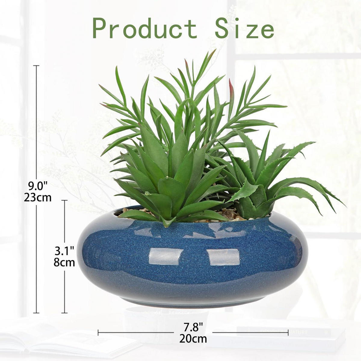KUNSTPFLANZE Sukkulente im Keramiktopf 18 cm Blau - Blau, Keramik (18cm)