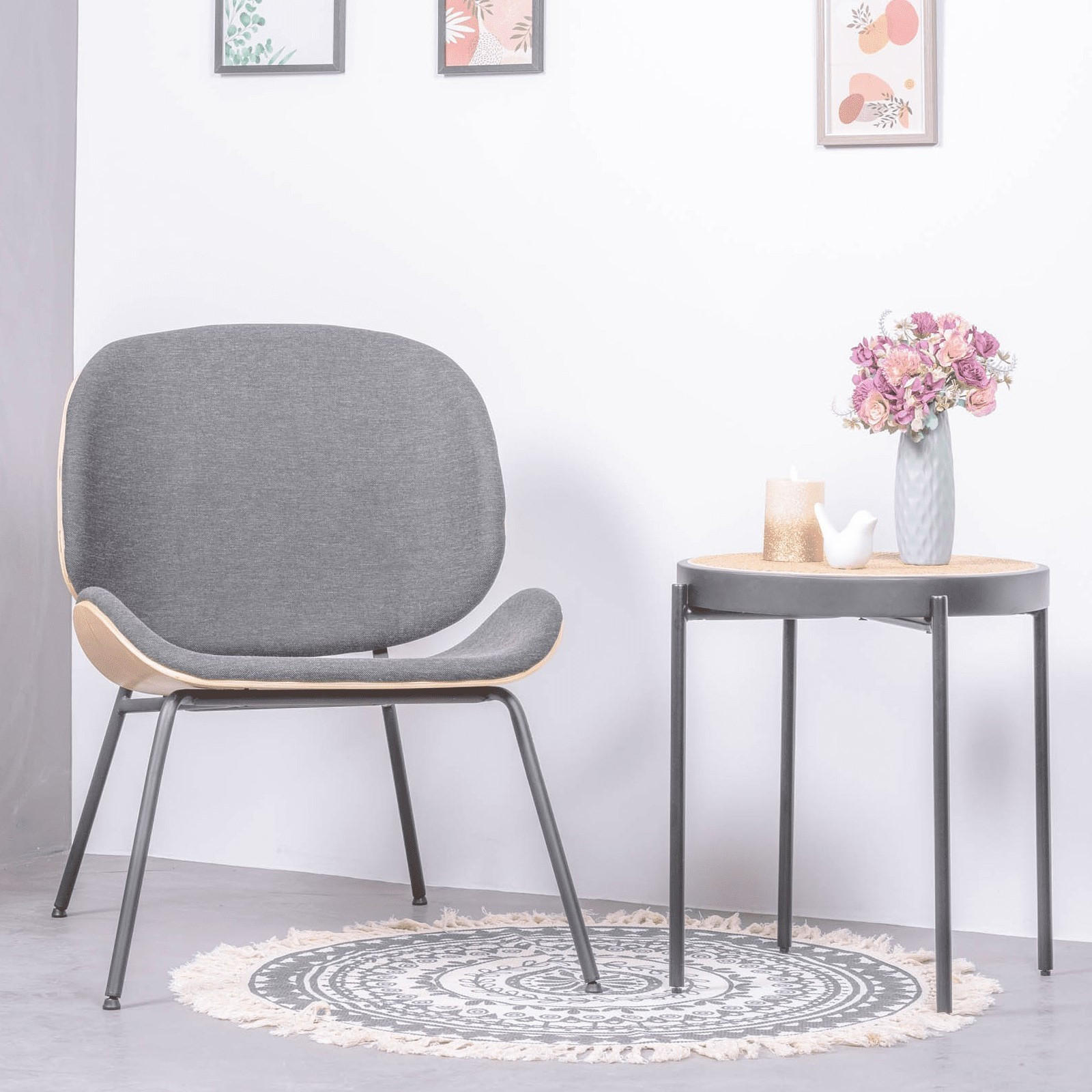 SESSEL Baumwolle Grau - Grau, Holz (61/83/79cm) - Nest Dream