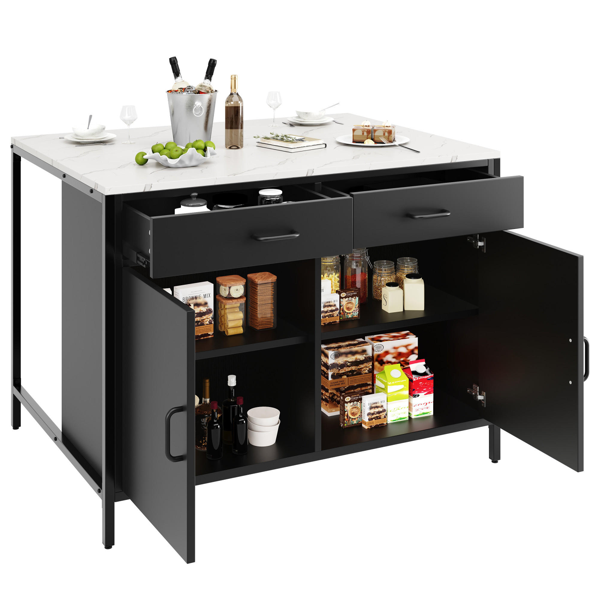Beauniv Stehtisch Schwarz 90x90x100 cm