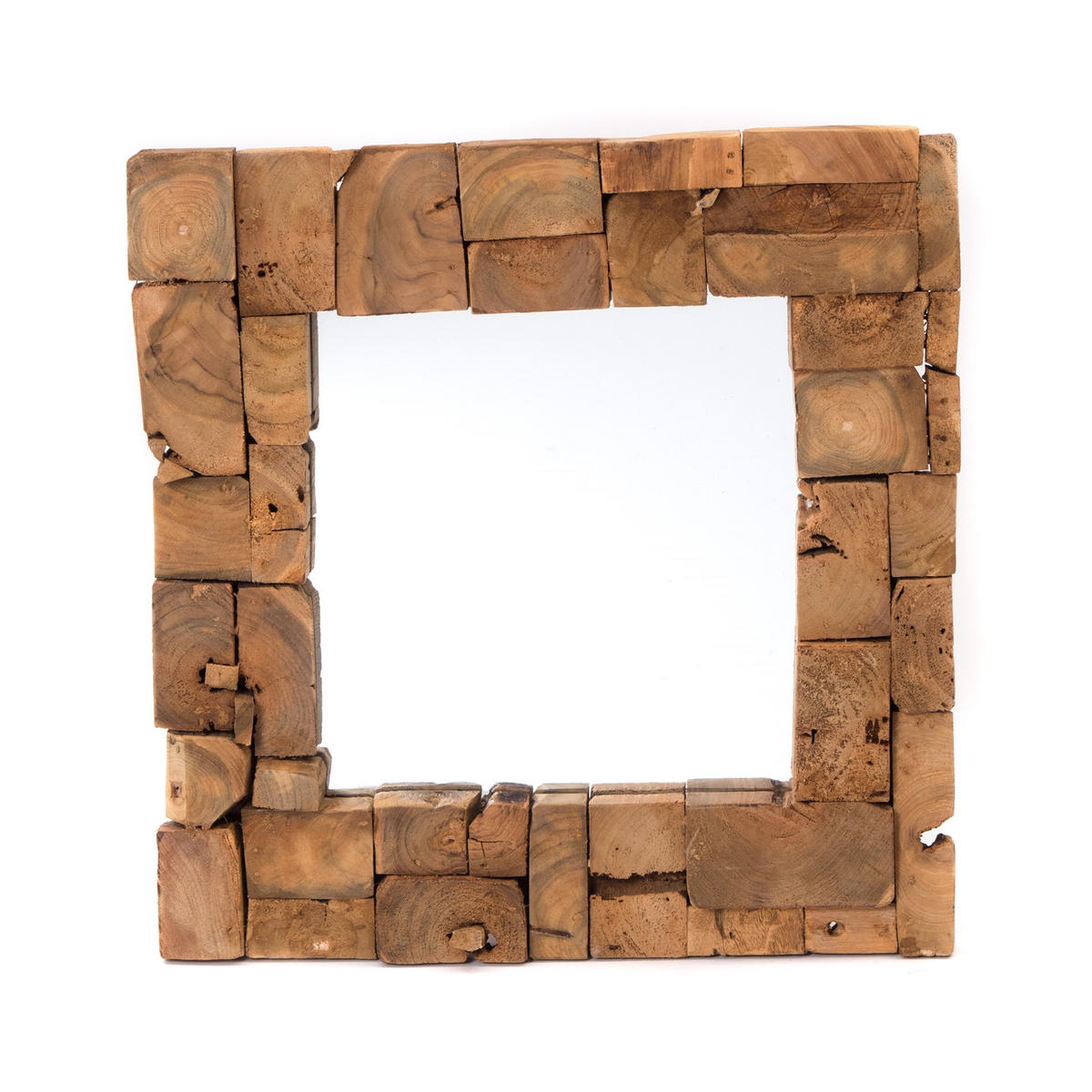 WANDSPIEGEL Mosaik 50x50cm Massivholz naturfarben - Braun, Holz (50/50/5cm) - CREEDWOOD