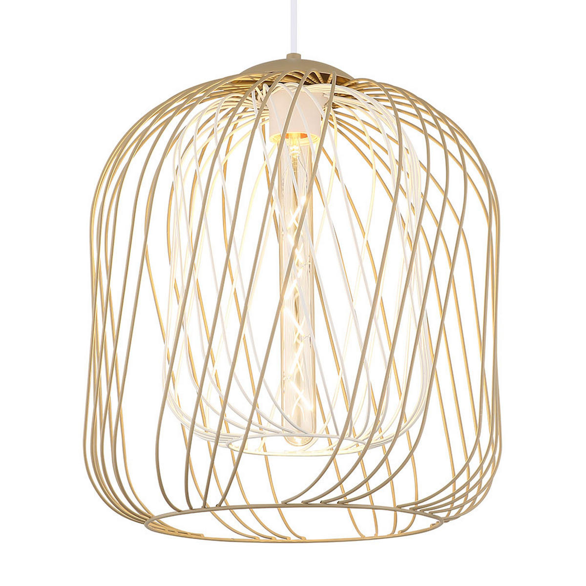 LED HÄNGELEUCHTE DICHTI Metall Sand, Metallgeflecht - Bernsteinfarben, Glas (35/35/150cm) - Globo Lighting