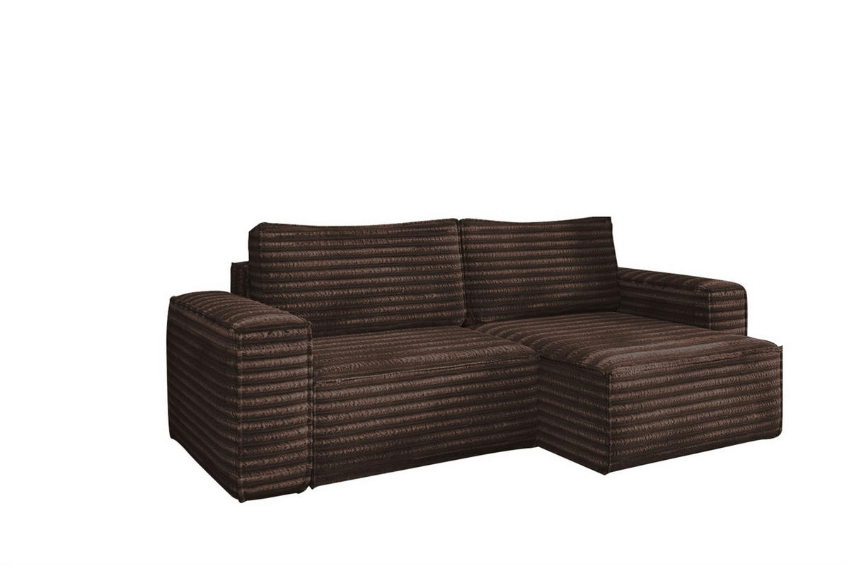 ECKSOFA Schlafsofa Madlen - Braun, Holzwerkstoff/Textil (248/140cm) - Fun Möbel