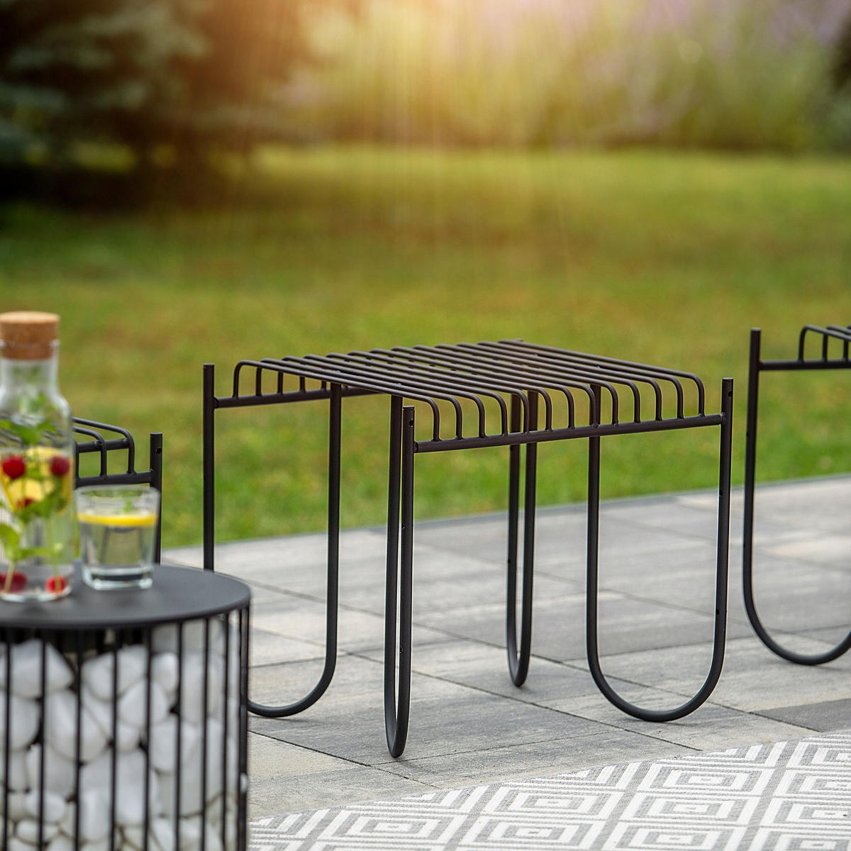 GARTENBANK 50 x 45 cm, schwarz - Schwarz, Metall (45/50cm) - KADAX