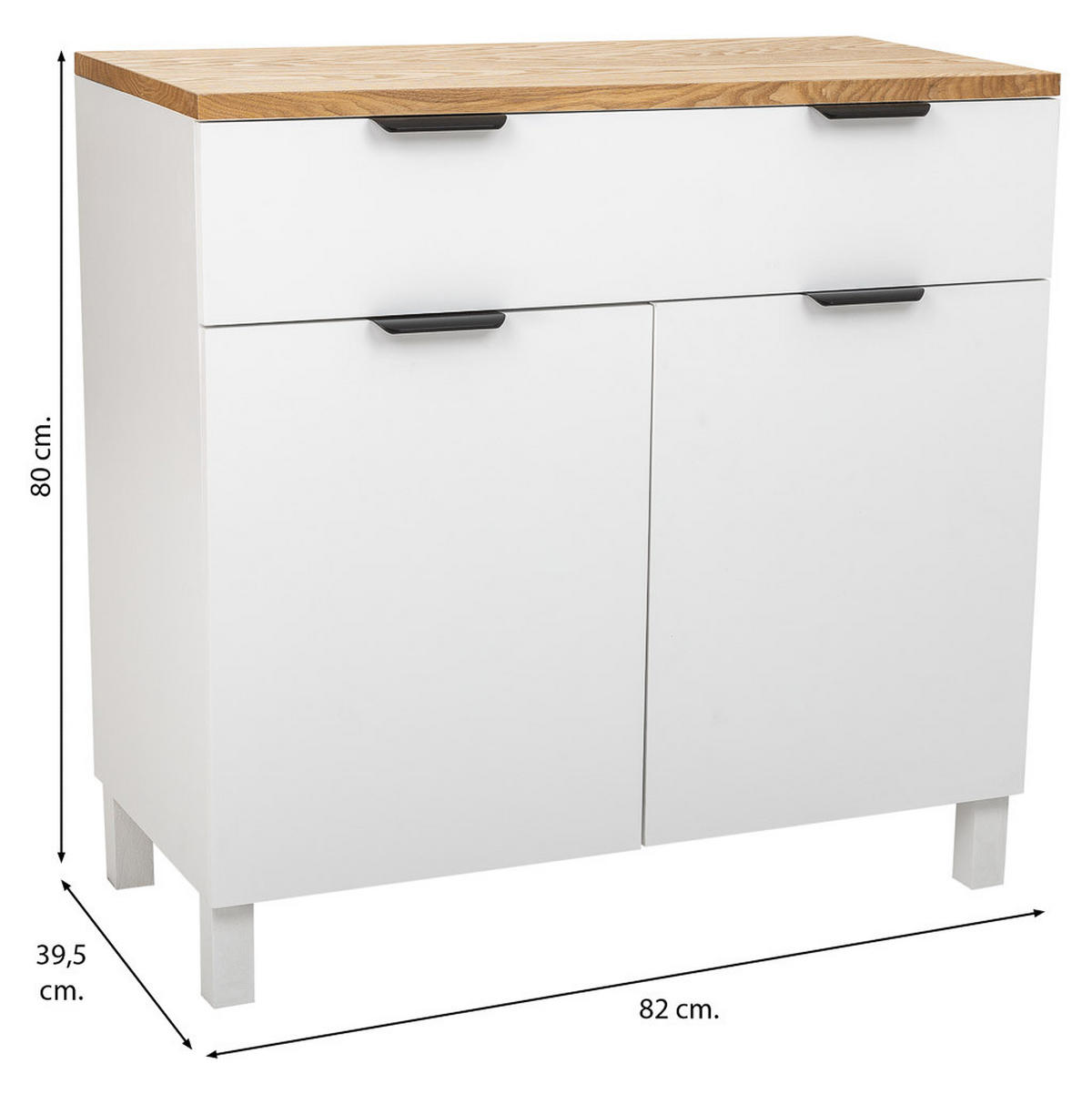 ANRICHTE aus Holz mit 2 Schubladen und 2 Türen, 82x40x80 cm - Weiß, Holzwerkstoff (82/80/40cm) - Wanderlust