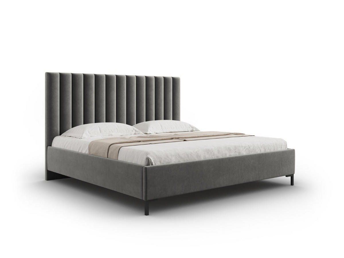 BETT mit Bettkasten und Kopfteil Allison aus Samt hellgrau 160x200cm - Hellgrau, Textil (160/200cm) - Micadoni