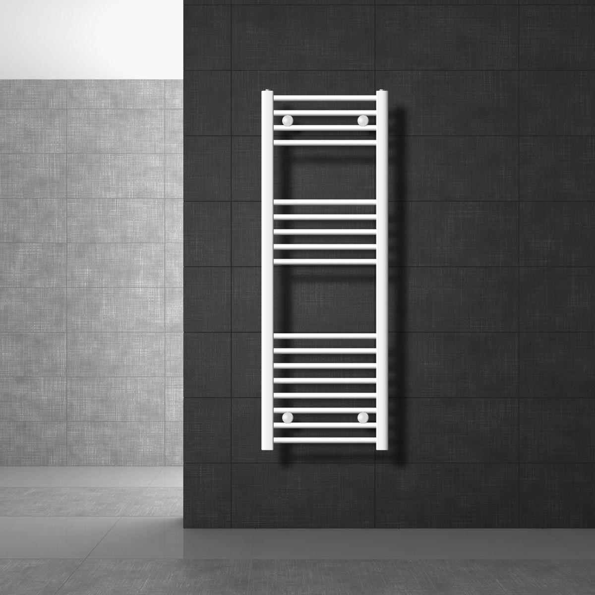 BADHEIZKÖRPER Sahara 400x1200 mm Weiß gebogen mit Seitenanschluss - Weiß, Metall (40/120/5cm) - LuxeBath