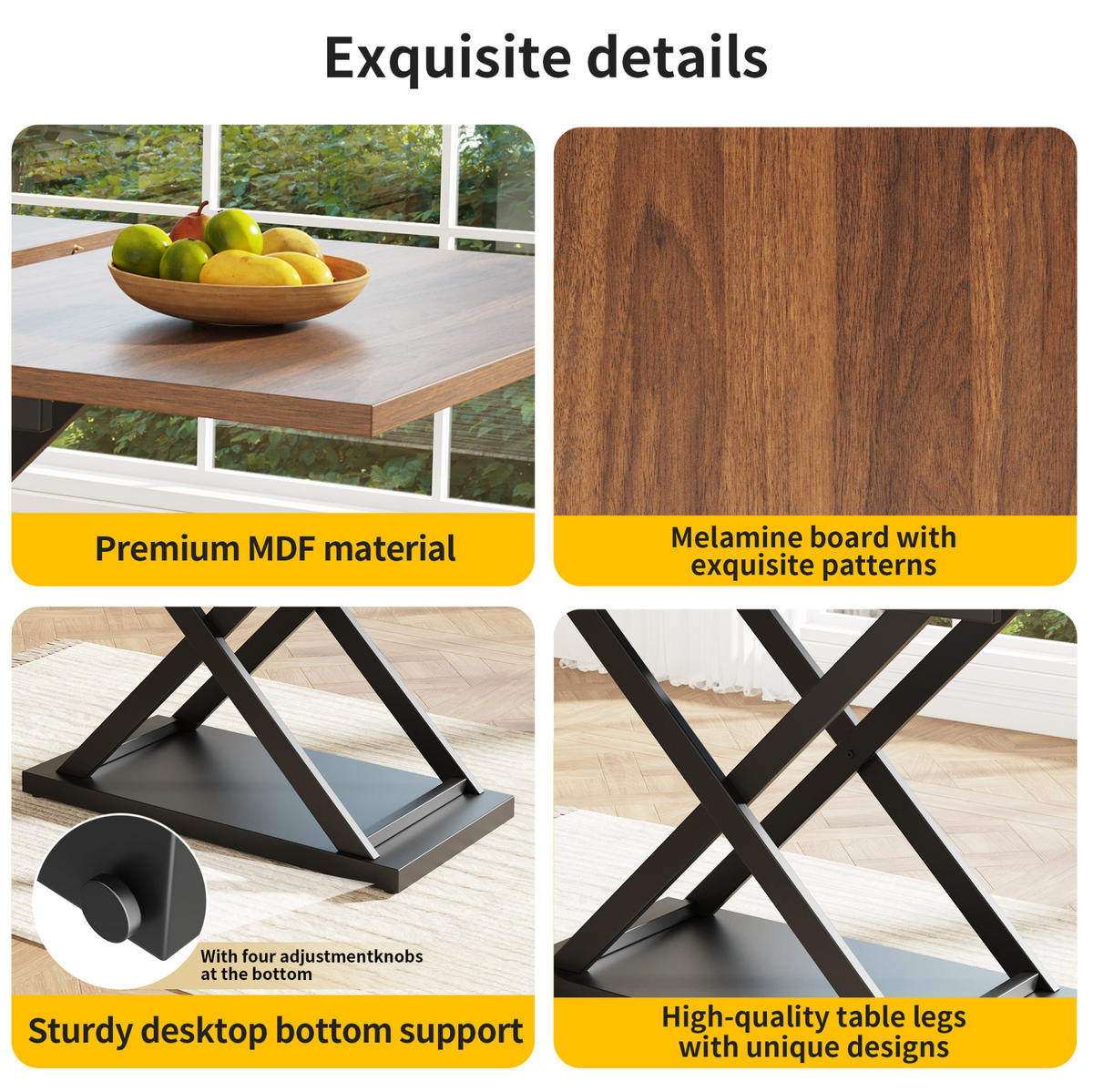 ESSTISCH 120-160/80/75 cm Nussbaumfarben/Schwarz aus MDF und Metall mit Ausziehfunktion - Walnussfarben, Holzwerkstoff (160/80/75cm) - OKMYHOME