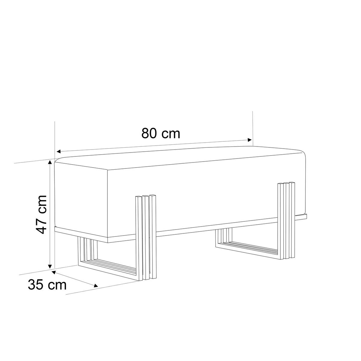 POLSTERBANK TEO 80 cm Schwarz / Beige ,Metallgestell - Beige, Metall (80/47/35cm) - Idohome