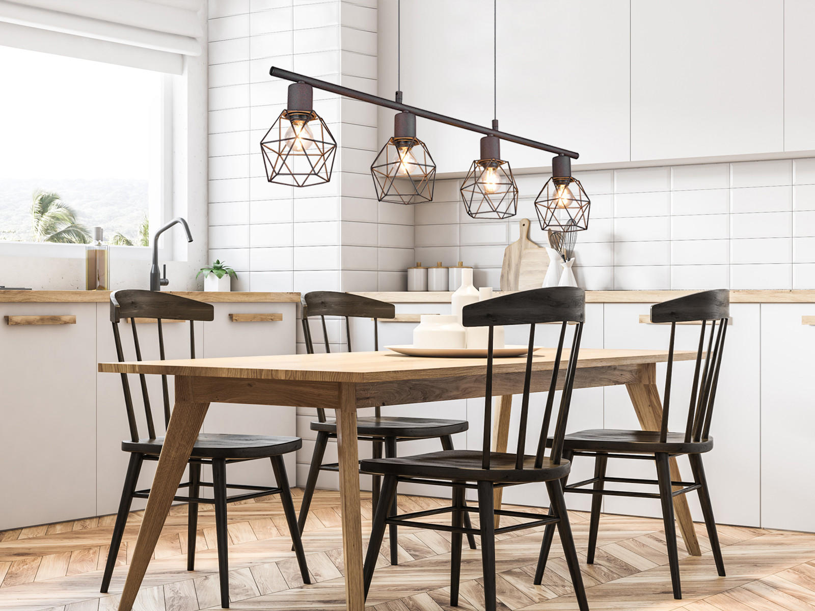 PENDELLEUCHTE Industrial mehrflammig hängend, Rostoptik 75cm - Rostfarben, Metall (12/75/150cm) - meineWunschleuchte