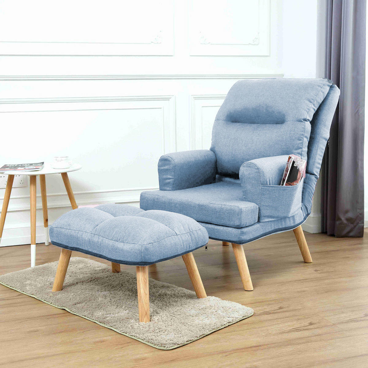 SESSEL Memo mit Fußhocker Rückenlehne 5-stufig einstellbar, hellblau - Hellblau, Kunststoff (107/95/66cm) - Margaret Hadas24