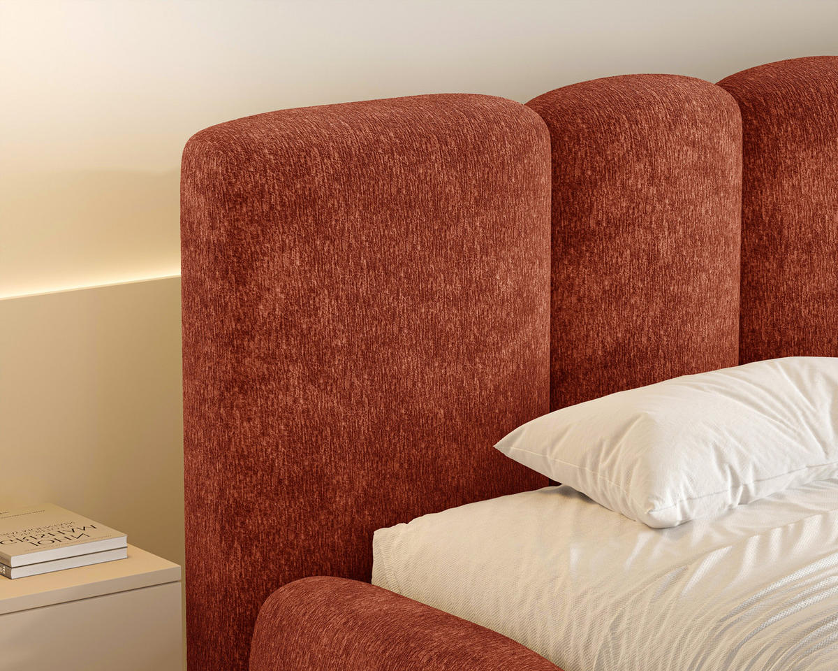 POLSTERBETT 26 - 160x200 cm – Amari – Bett mit Bettkasten und Gepolstertem Kopfteil - Terracotta, Holz (160/200cm) - ROYAL24_MARKT