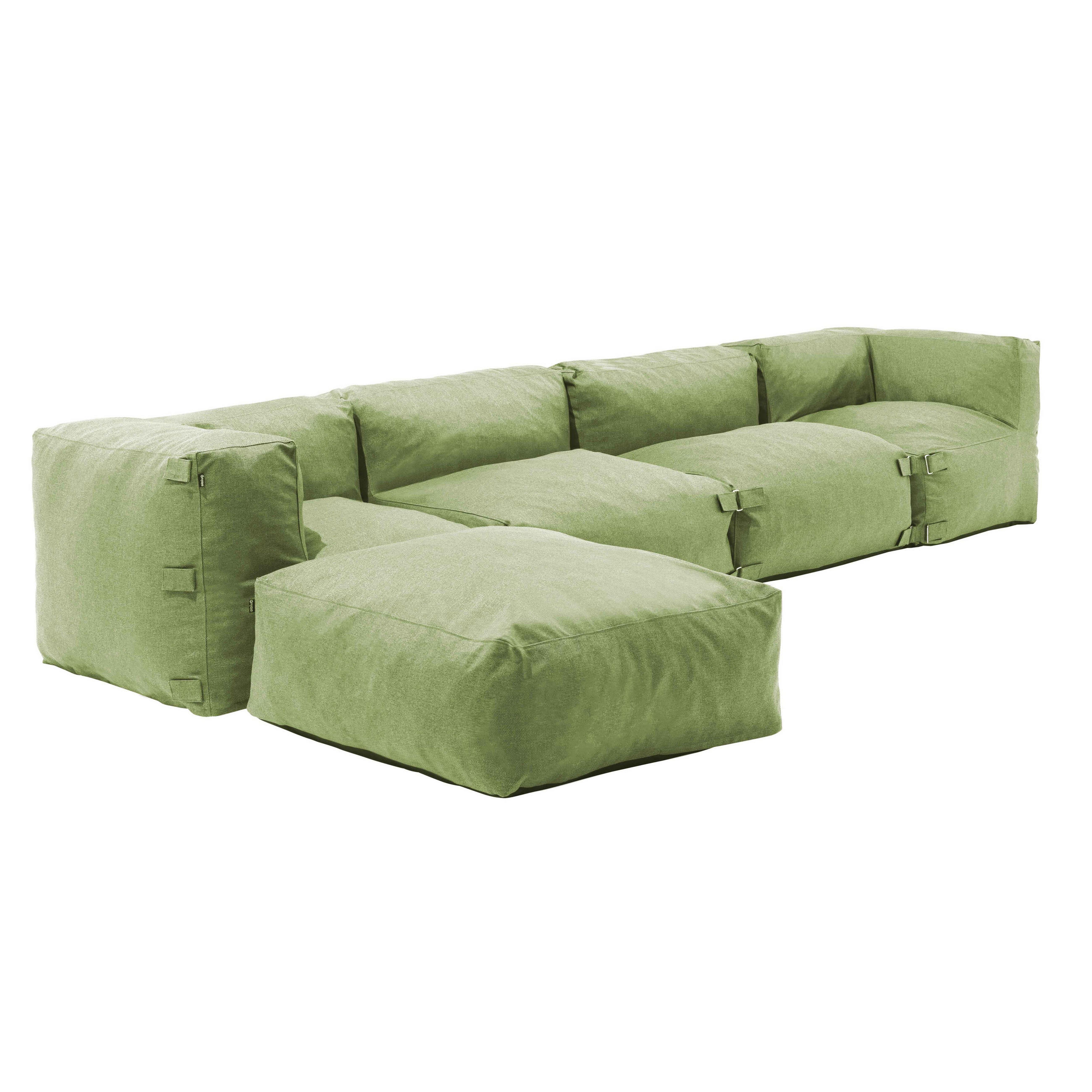 GARTENSOFA mit 5 Sitzplätzen, Kaktusgrünen - Grün, Textil (85/65/340cm) - Oviala