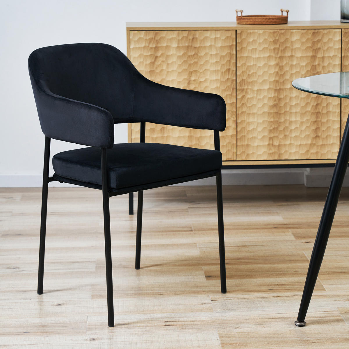 ESSZIMMERSTÜHLE SCARLETT (2er Set) - Schwarz, Textil/Metall (51/85/53cm) - SVITA