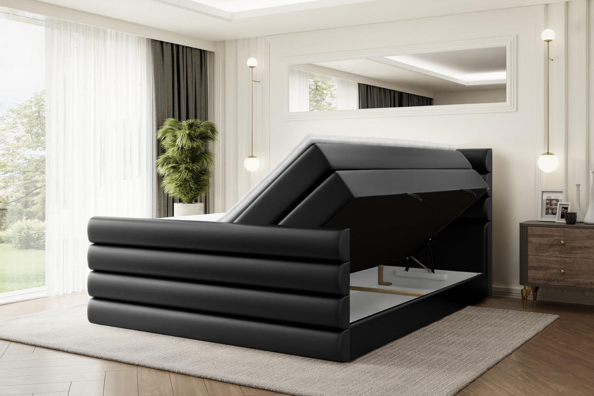 BOXSPRINGBETT CELESTIA-Z KING - 200x200 - H3/H4 - Schwarz Hochglanz - Schwarz Hochglanz, Holzwerkstoff (200/200cm) - ALTDECOR