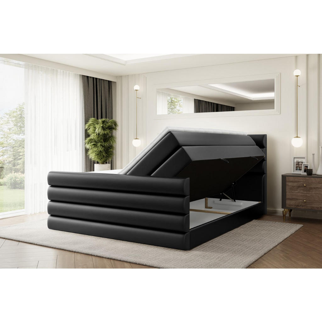 Thumbnail - Altdecor Boxspringbett, Schwarz Hochglanz, Holzwerkstoff, Höhe ca. 20 cm, 180x200 cm, Schlafzimmer, Betten, Boxspringbet...