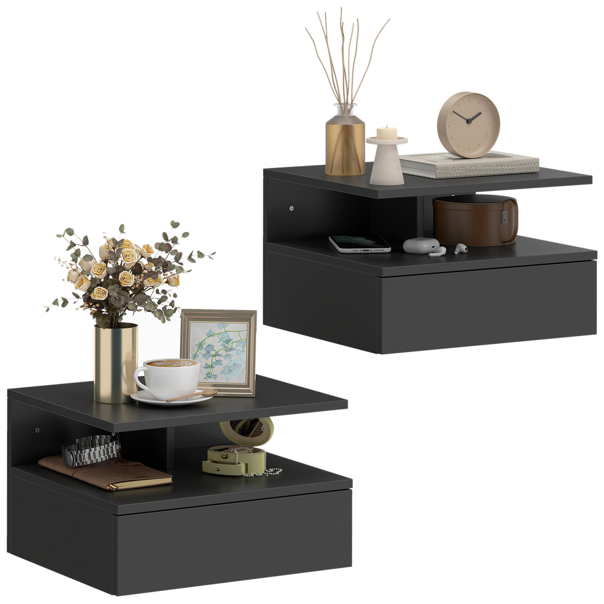 ComfortXL Nachtschrank Schwarz 32x22.5x35 cm