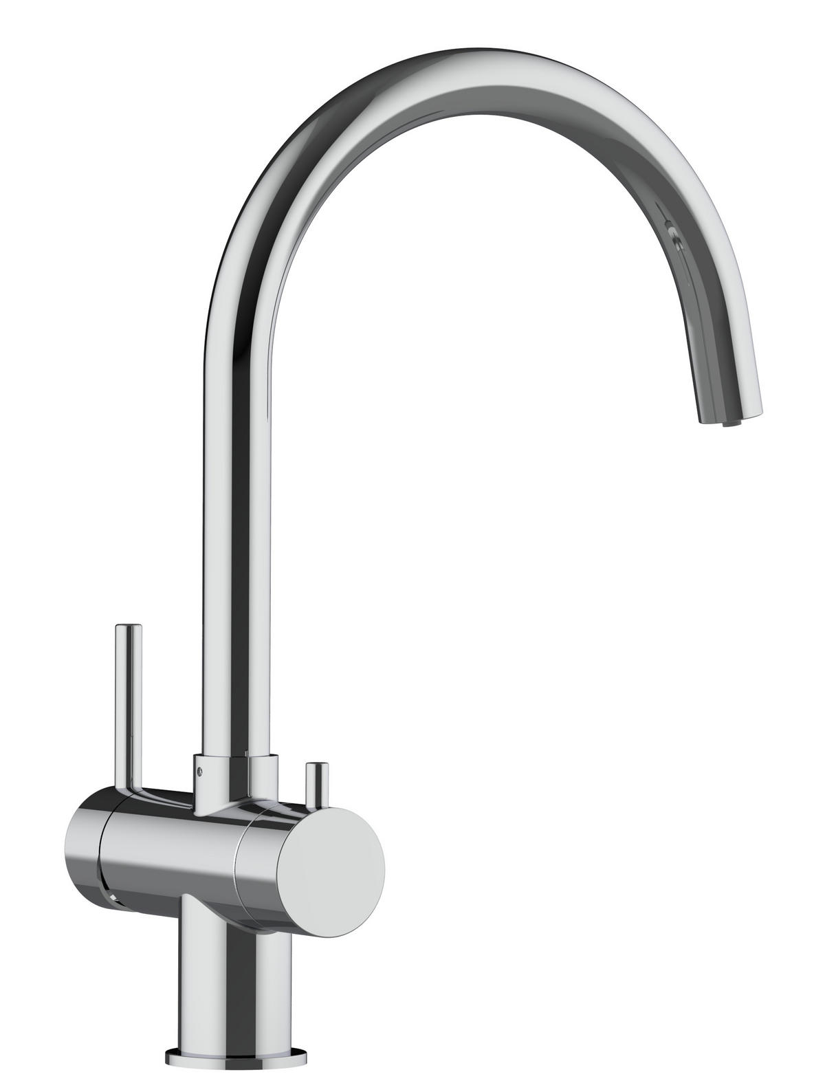 NIEDERDRUCK-3-WEGE-KÜCHENARMATUR, Edelstahl Massiv aus Chirurgenstahl, Hochglanz, 560° schwenkbar - Edelstahlfarben, Metall (21.4/39/21.4cm) - VIZIO