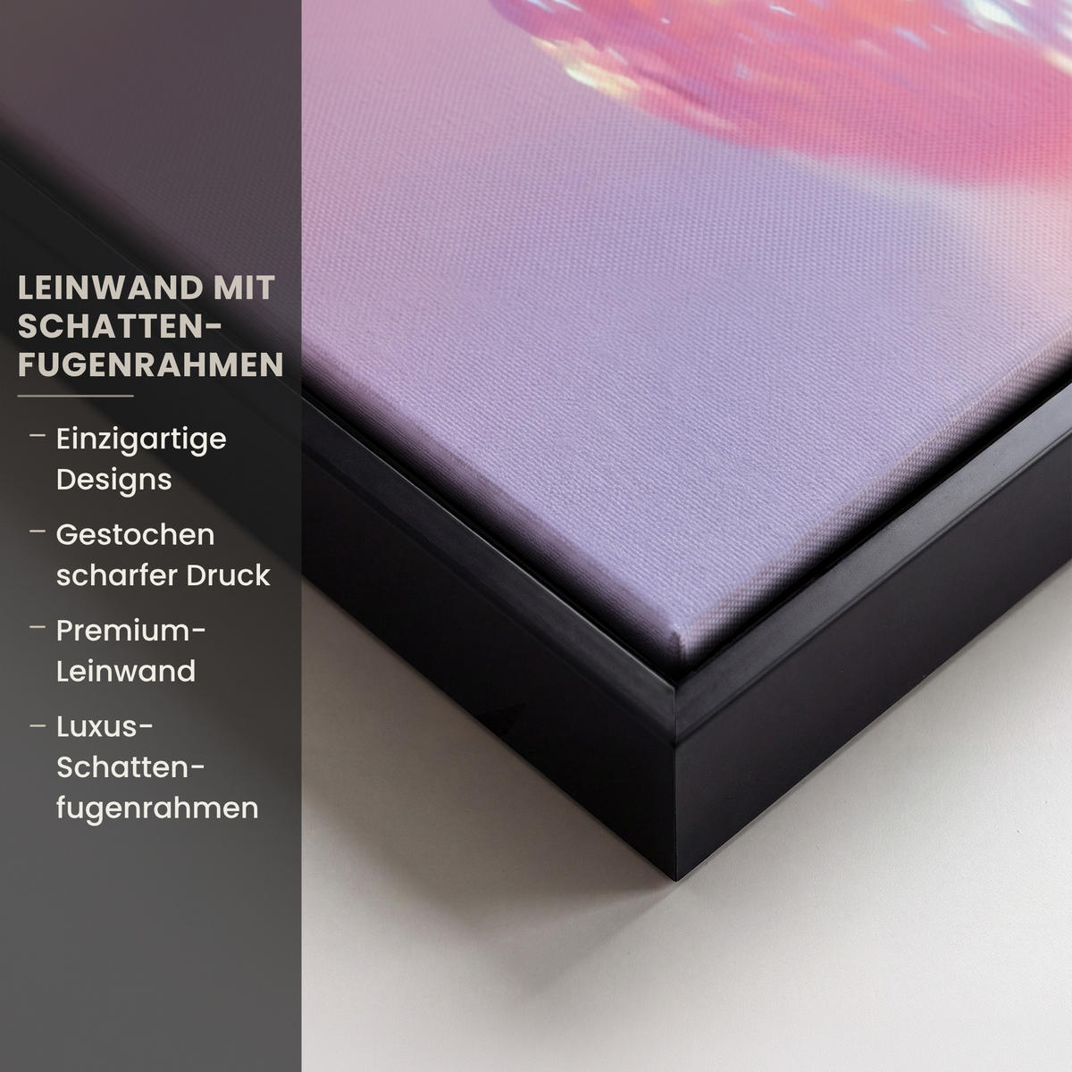 LEINWAND Bilder mit Rahmen - Disco - Obst - Glitzer - Erdbeere - 50x50 - Pink, Textil (50/50cm) - MuchoWow