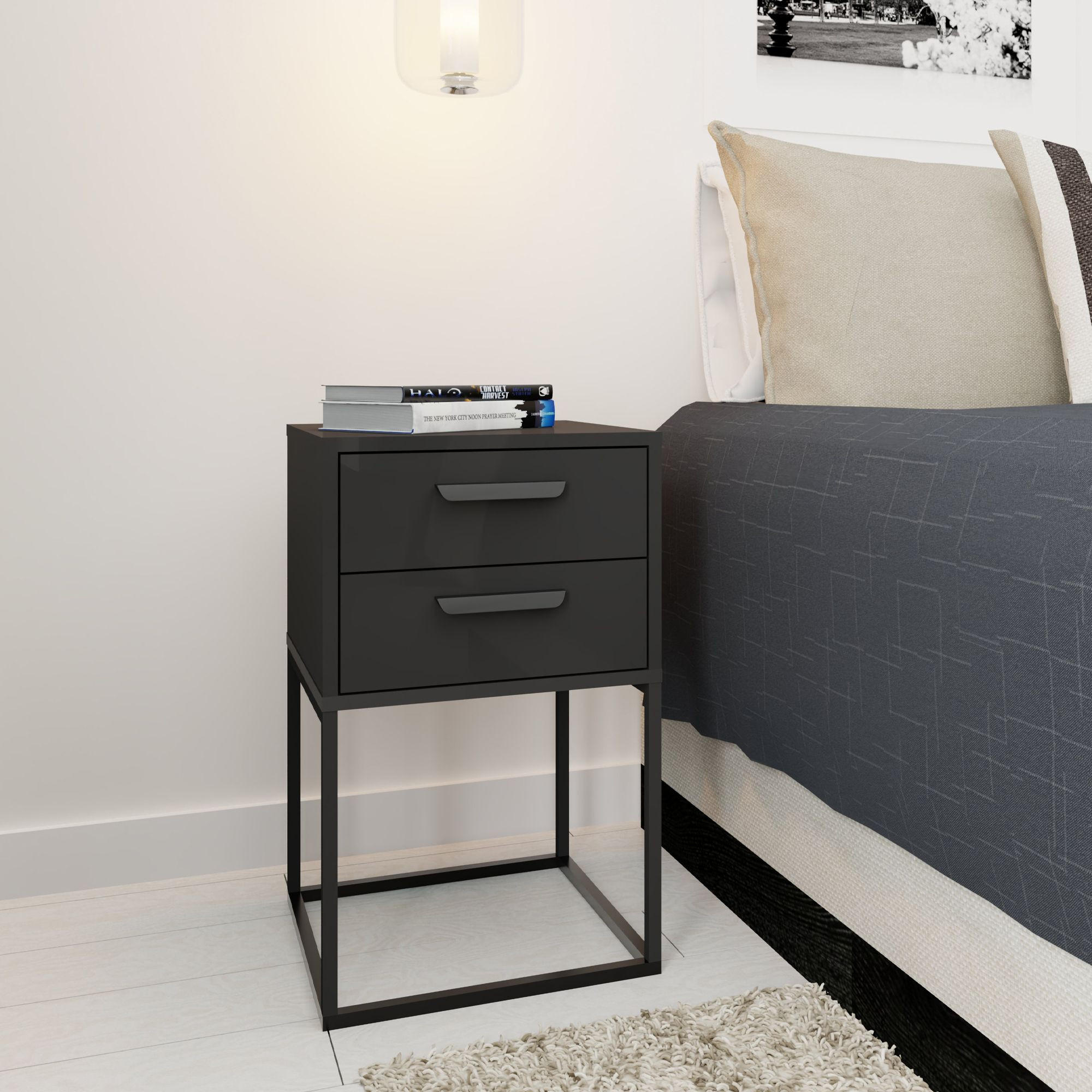 NACHTTISCH RECTUS Nachtschrank, Modern - Anthrazit/Schwarz, Holzwerkstoff (40/65/39cm) - KONSIMO®
