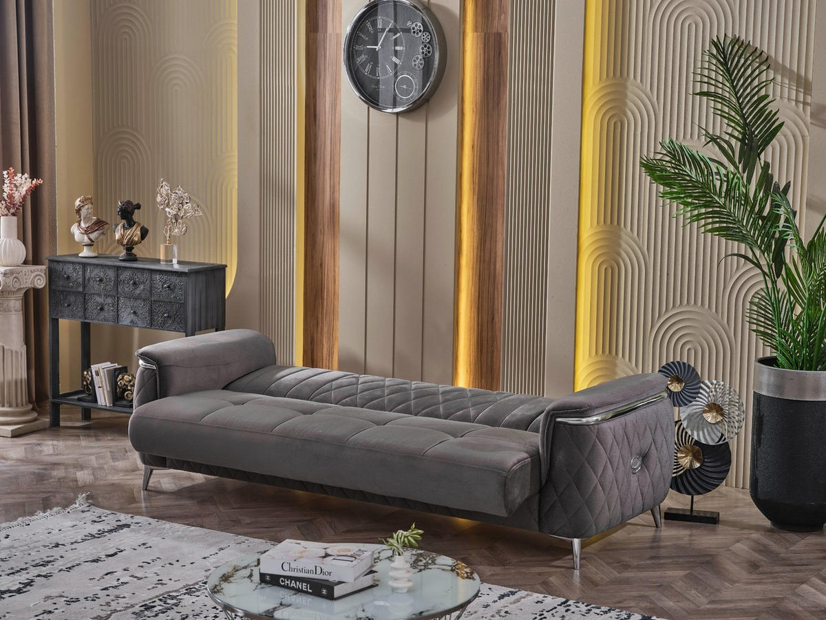 SITZGARNITUR Pasadena, Grau Stellvariante 2+2+1 - Grau, Holzwerkstoff/Kunststoff (177/90/98cm)