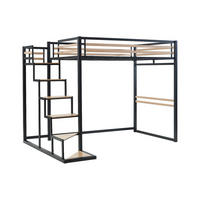 HOCHBETT - 140 x 200 cm - Metall & MDF - Naturfarben & Schwarz - JOGUI - Schwarz, Metall - Vente-Unique