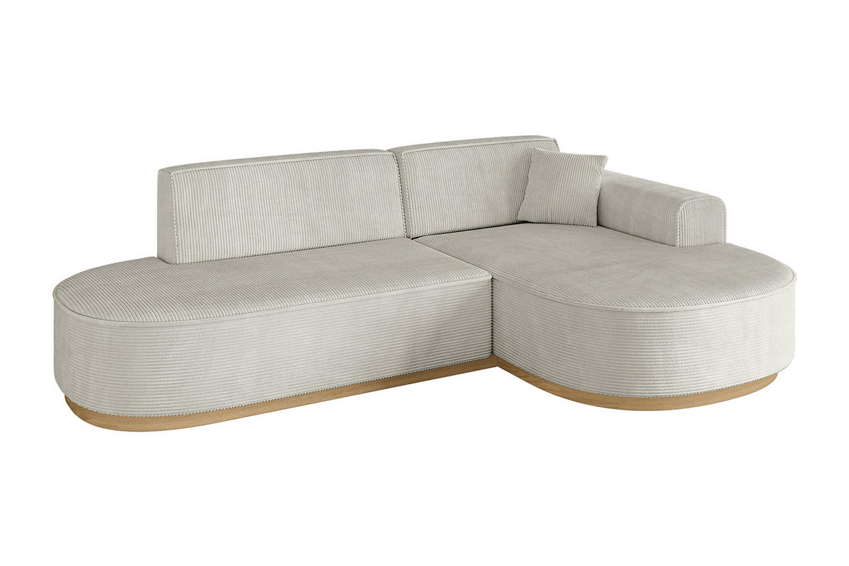 ECKSOFA Ottomane Rechts MARI-L1-v2 - 243x171x83 cm Hellgrau Cord - Hellgrau, Holzwerkstoff/Textil (171/243cm) - ALTDECOR