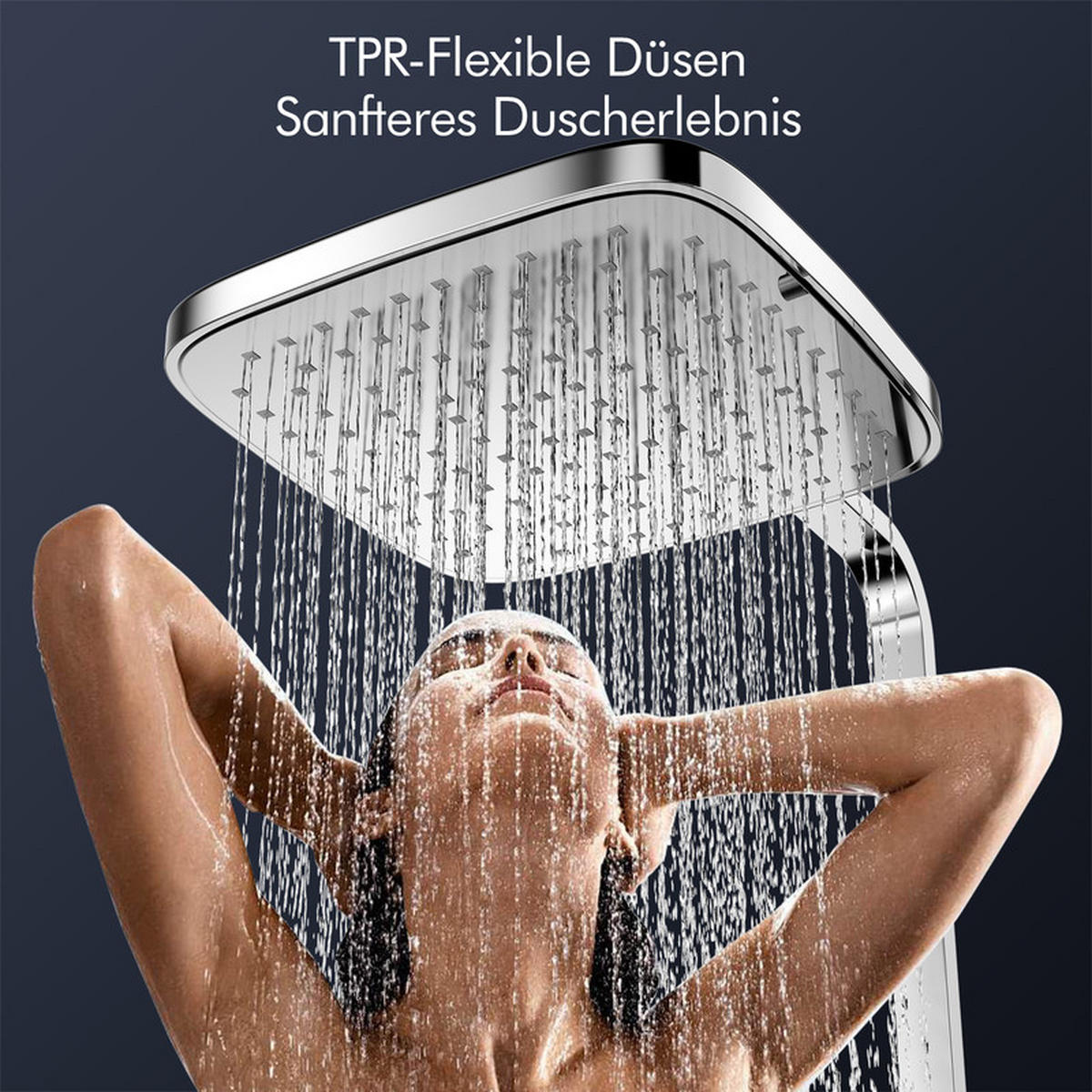 DUSCHSYSTEM Chrom Thermostat Regendusche Ablage - Chromfarben, Metall (39/13.8/85.5cm) - HOMELODY