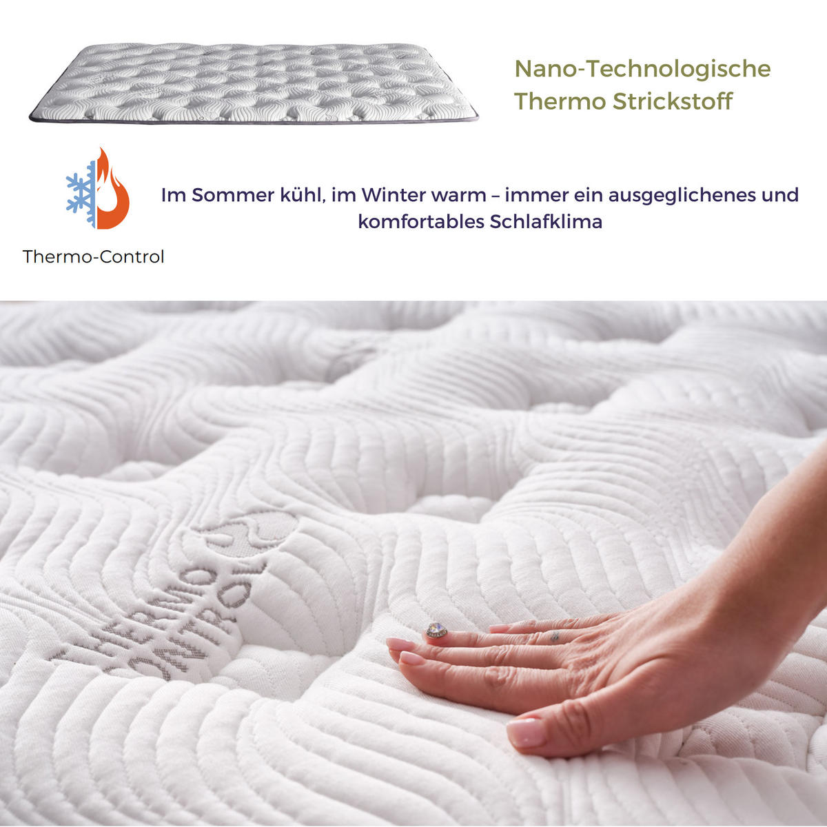 BOXSPRINGBETT Bambi Bett mit Matratze Thermo Control Weiß 180x200 - Weiß, Holz/Metall (180/200cm) - Bambi